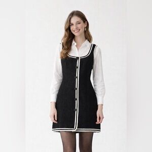 NWT J.Crew Sophia Sleeveless Tweed Mini Dress in black - 6